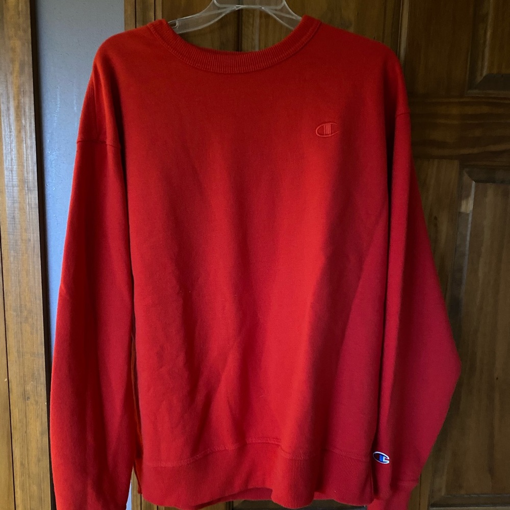 oversized vintage red champion crewneck